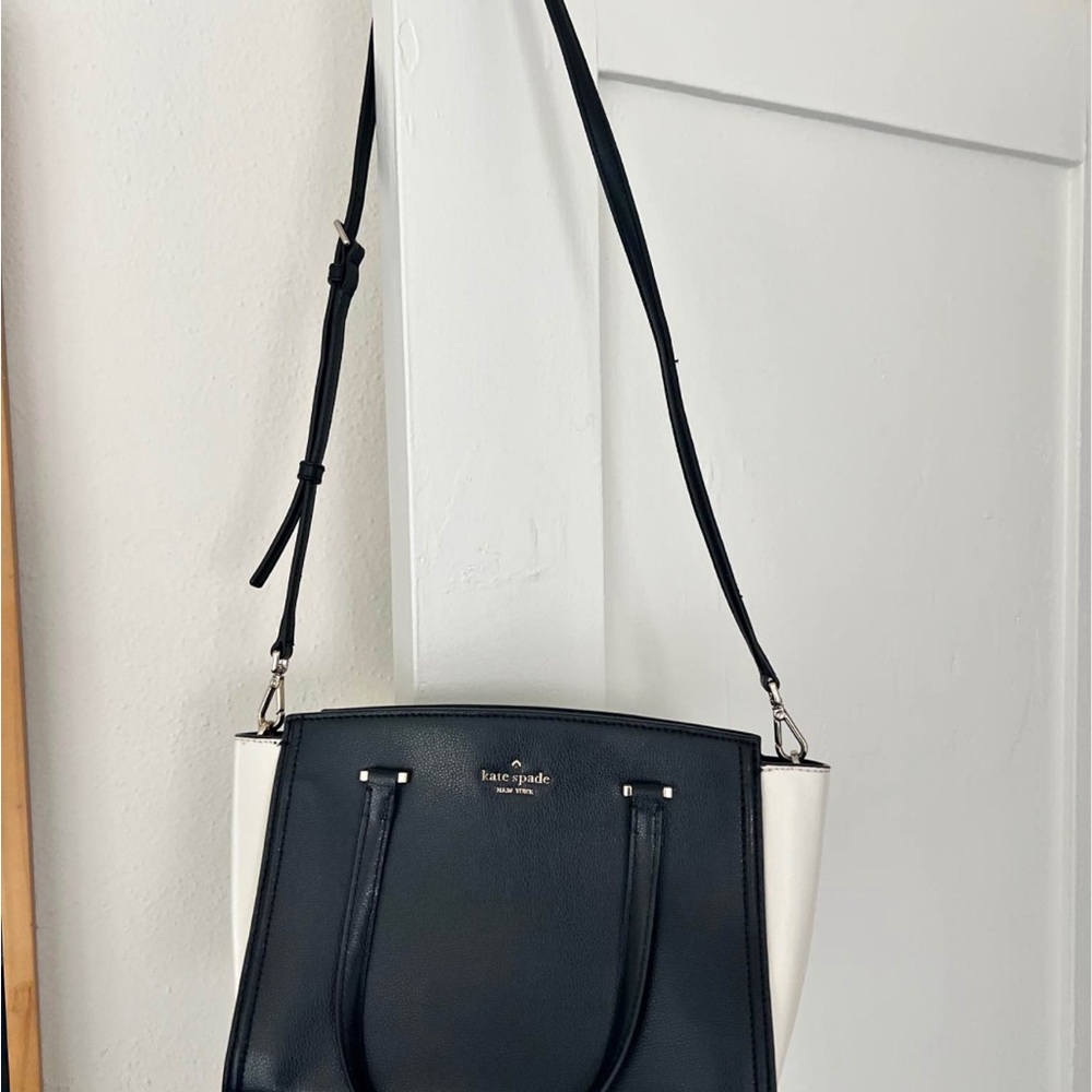 kate spade Black and White Leather Satchel with Gold Hardware - Picture 2 of 5